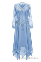 Dusty Pink Two-Piece V-Neck Appliques Mother of the Bride Dress