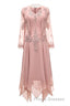 Dusty Pink Two-Piece V-Neck Appliques Mother of the Bride Dress