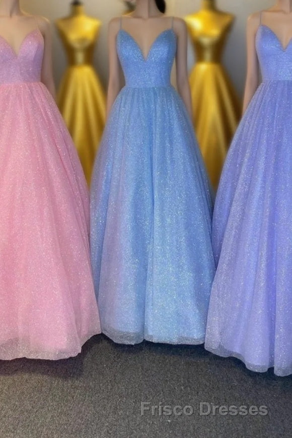 Cute V-Neck Tulle Long Formal Prom Dress, A-Line Evening Dress Main image