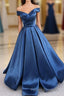 Simple Blue Satin Long Formal Prom Dress, Blue Formal Prom Dress