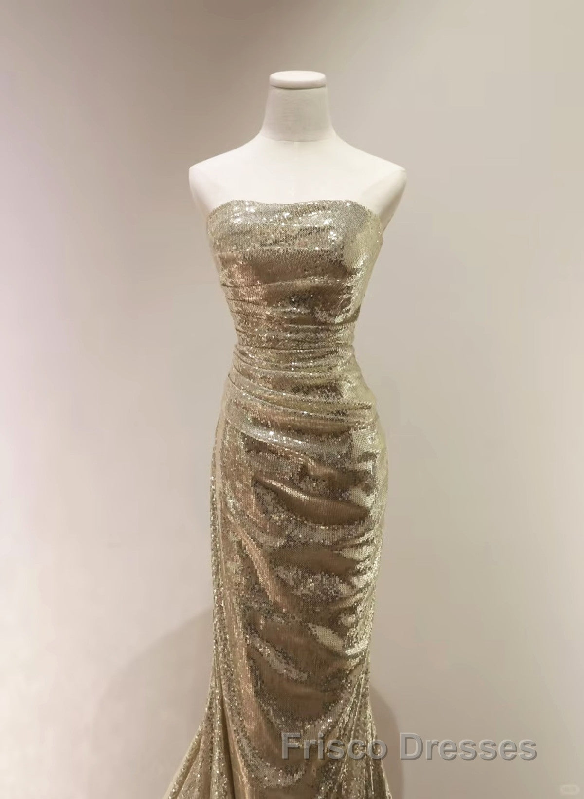 Gold Sequins Mermaid Scoop Long Evening Dress, Gold Long Formal Prom Dress Party Dress Secondary image