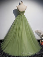 Green Tulle Long Formal Prom Dress, Green Tulle Formal Prom Dress