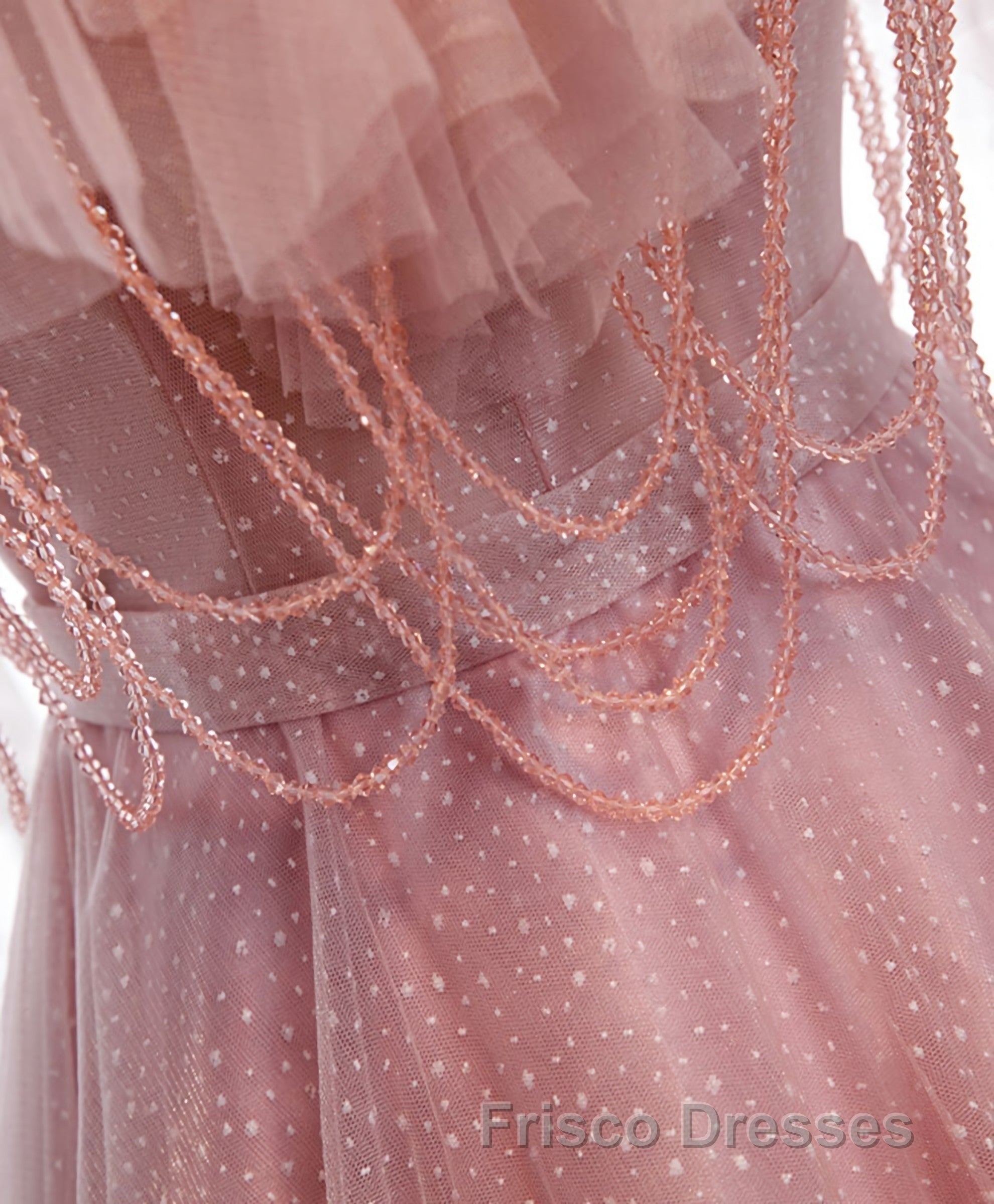 Pink Sweetheart Tulle Long Formal Prom Dress, Pink Tulle Formal Prom Dress, 1