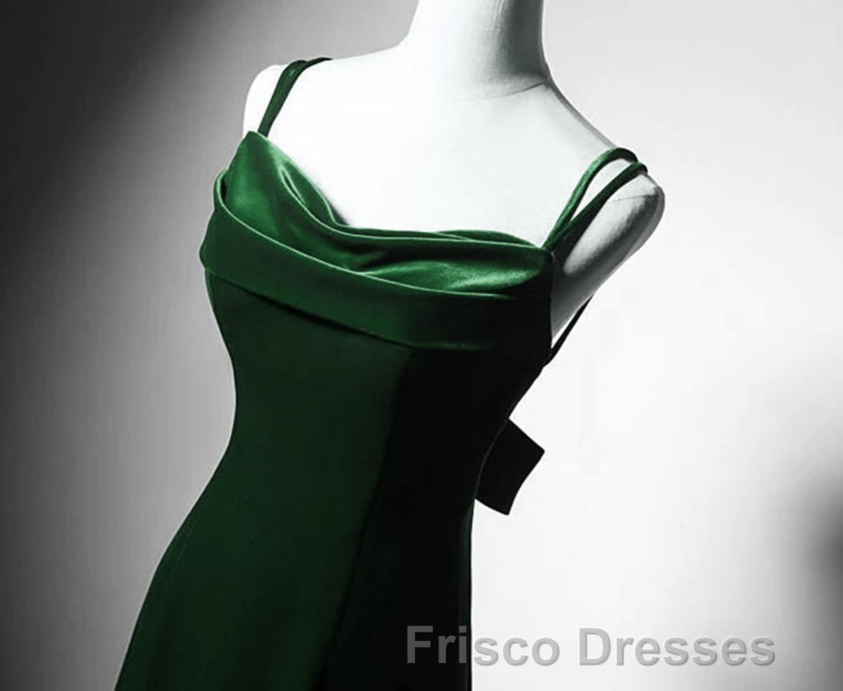 Green Mermaid Long Velvet Party Dress, Green Straps Long Formal Prom Dress Formal Prom Dress