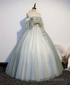 Green Tulle Lace Long Formal Prom Dress, Green Tulle Sweetheart Dress