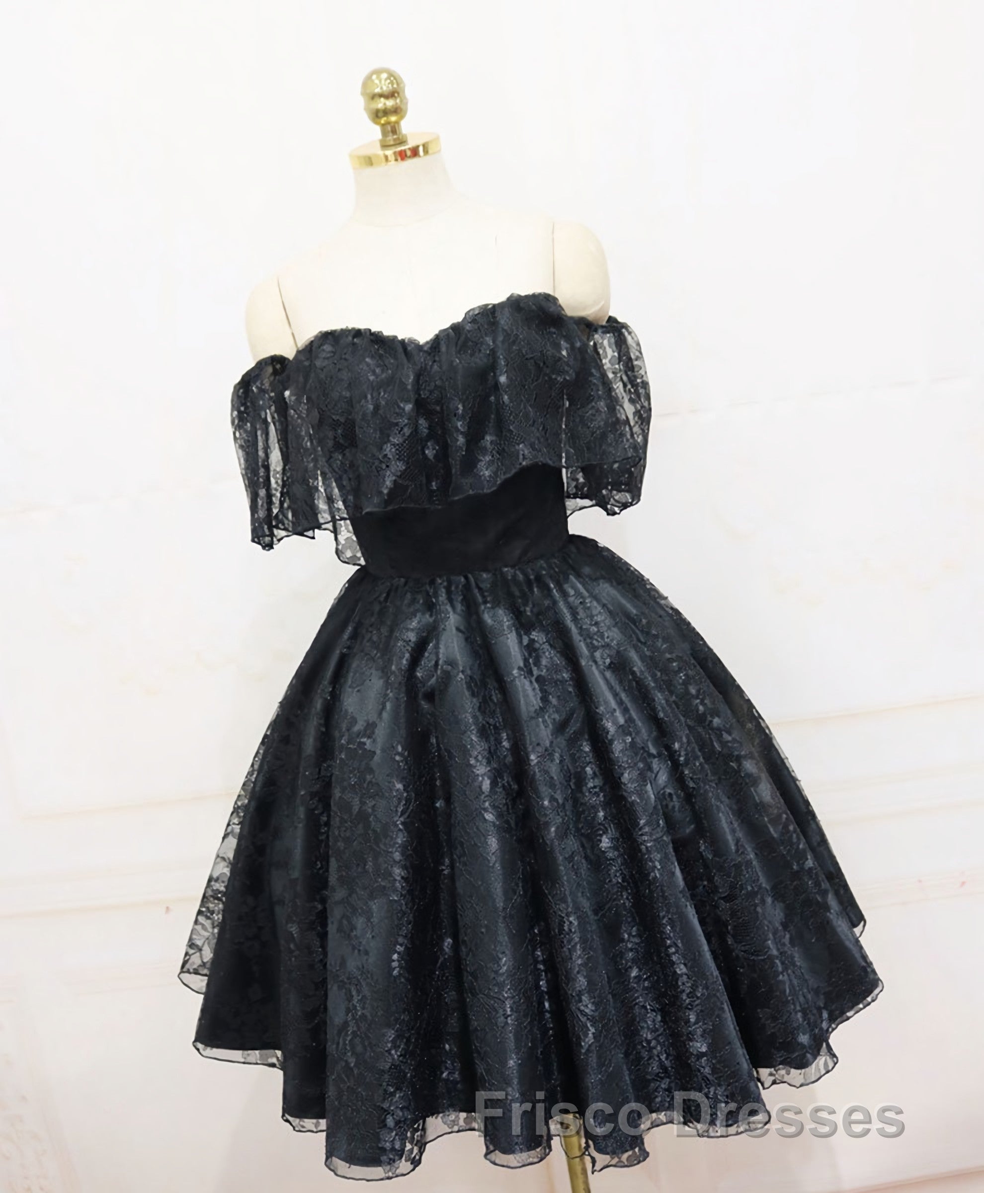 Black Sweetheart Tulle Short Lace Formal Prom Dress, Lace Homecoming Dress Secondary image