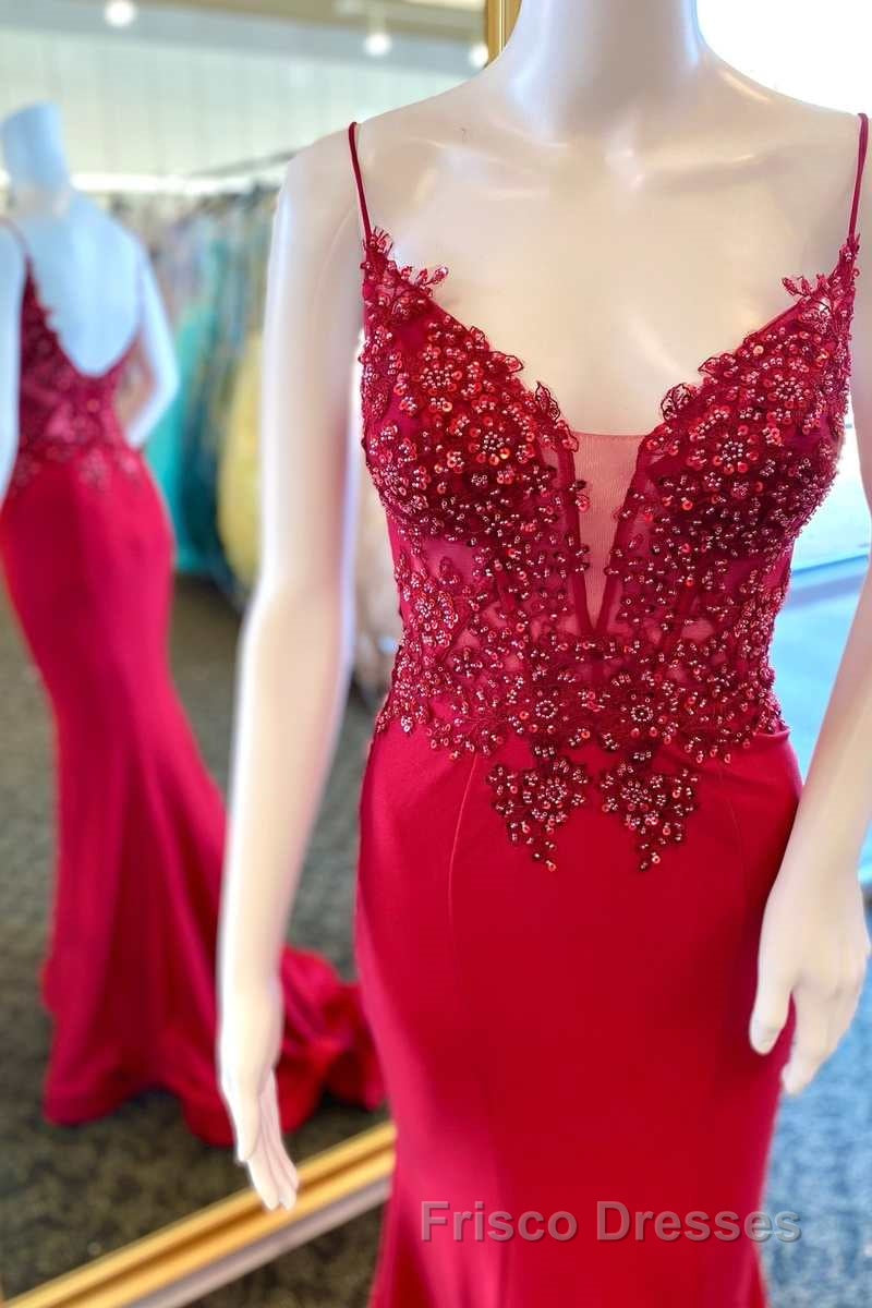 Straps Green Appliques Mermaid Long Formal Prom Dress Secondary image