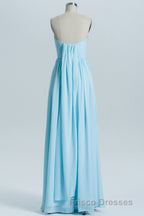 Blue Chiffon A-line Long Convertible Bridesmaid Dress