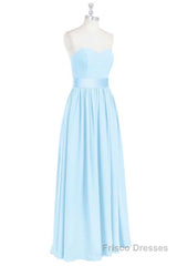 Light Blue Sweetheart A-Line Bridesmaid Dress with Slit