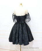 Black Sweetheart Tulle Short Lace Formal Prom Dress, Lace Homecoming Dress