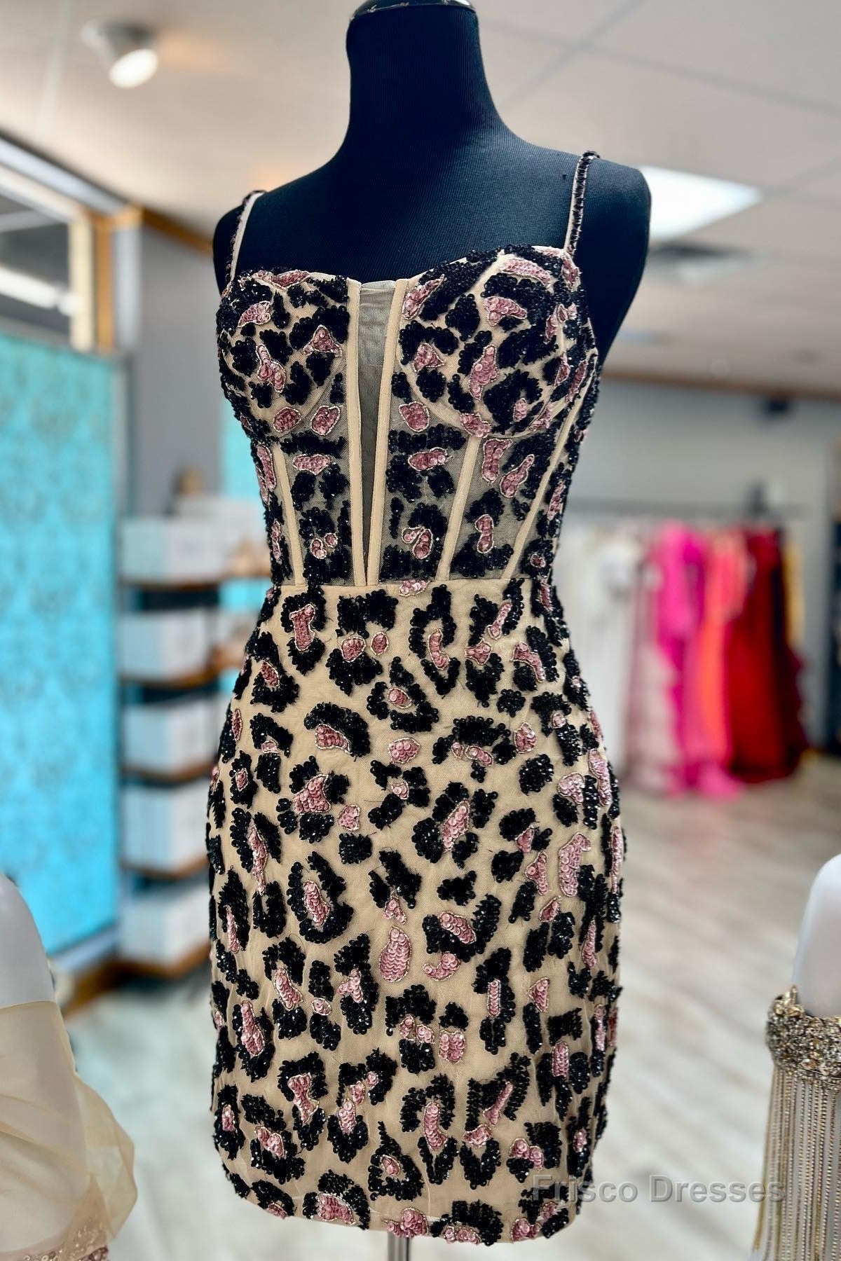 Leopard Print Sheath Straps Homecoming Dress Main image