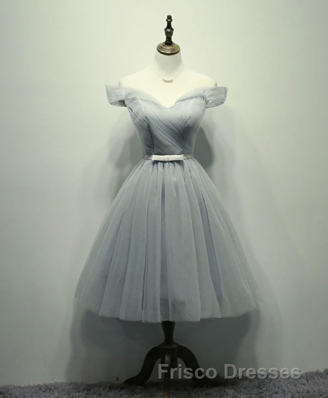 Simple V Neck Tulle Off Shoulder Short Formal Prom Dress, Pink Homecoming Dress