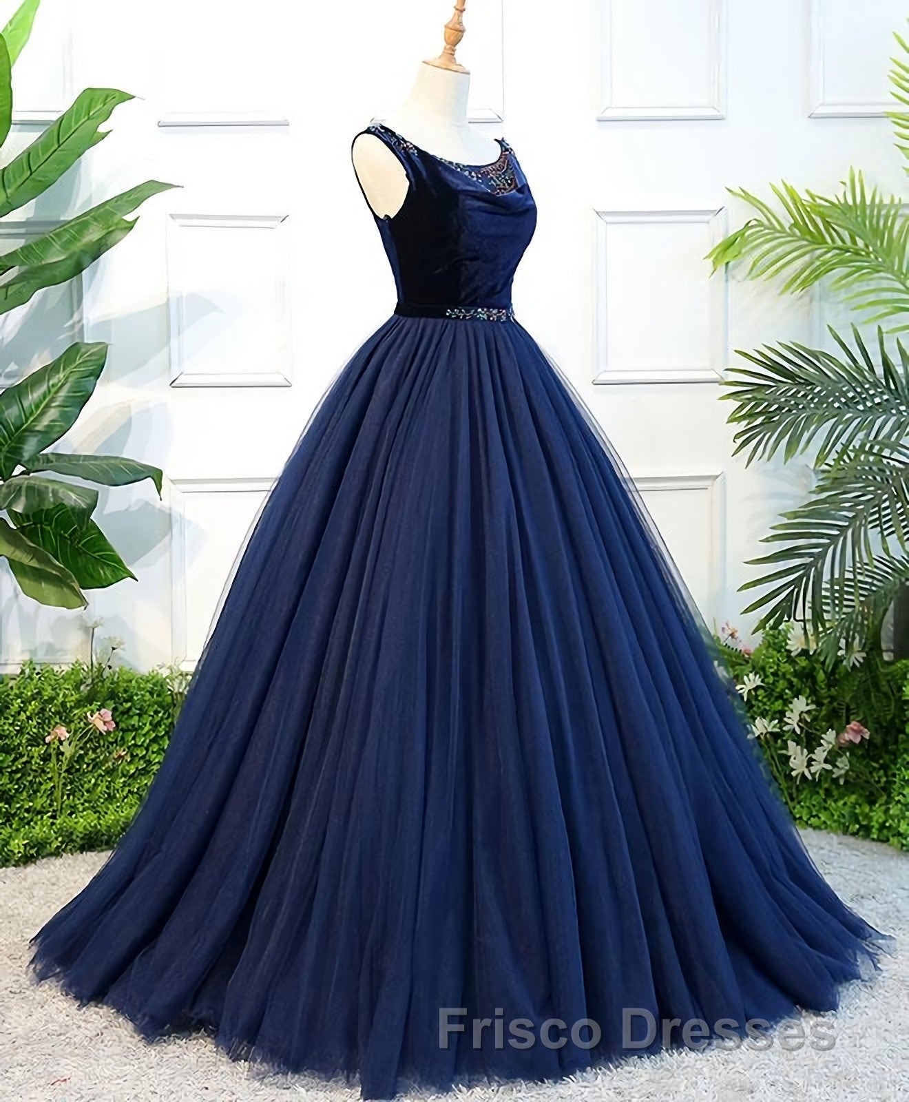 Dark Blue Tulle Long Formal Prom Dress, Dark Blue Tulle Evening Dress Secondary image