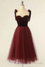 Wine Red Sweetheart Tie-Strap A-Line Short Formal Dress