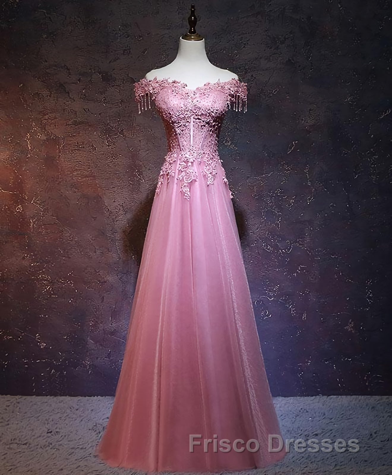 Burgundy Tulle Lace Off Shoulder Long Formal Prom Dress, Burgundy Lace Evening Dress