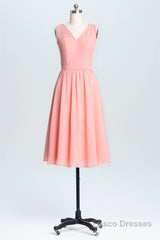 Simple Coral A-line Short Chiffon Dress