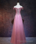 Burgundy Tulle Lace Off Shoulder Long Formal Prom Dress, Burgundy Lace Evening Dress