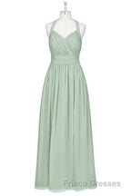 Sage Green Chiffon Halter Backless A-Line Bridesmaid Dress