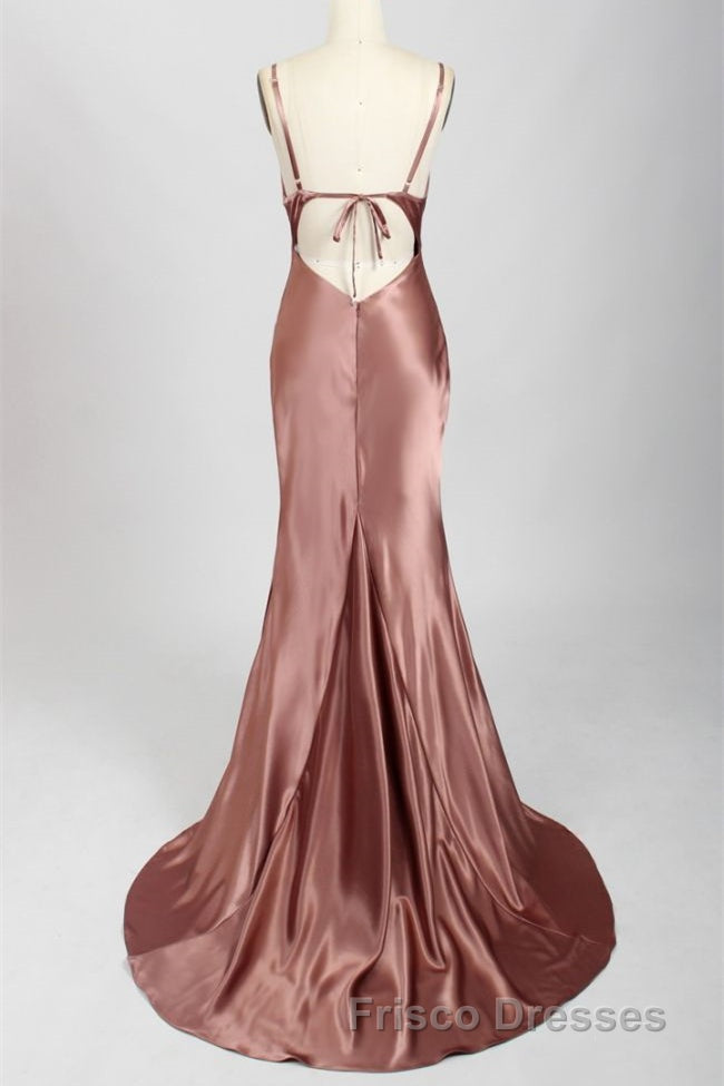 Sexy Rose Mermaid Cowl Neck Long Bridesmaid Dress Secondary image
