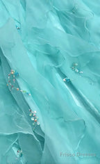 1950S Inspired Baby Princess Blue Prom Dress - Shimmering Sequins Tulle & Satin Ballgown For Formal Events