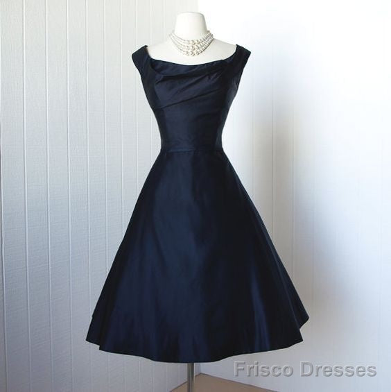1950S Vintage Dress, Navy Blue Gowns, Mini Short Homecoming Dress Main image