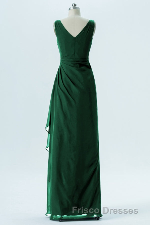 Hunter Green Chiffon Pleated Long Bridesmaid Dress Secondary image
