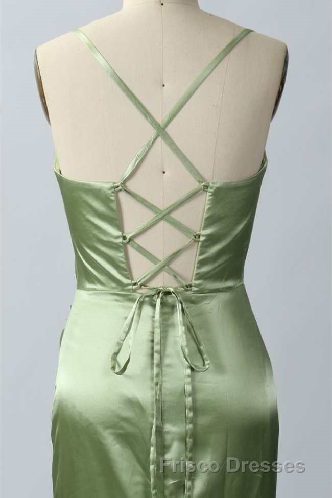 Pink Scoop Neck Lace-Up Back Long Formal Prom Dress with Slit