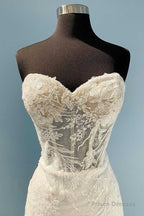 Princess White Sweetheart Appliques Mermaid Long Wedding Dress