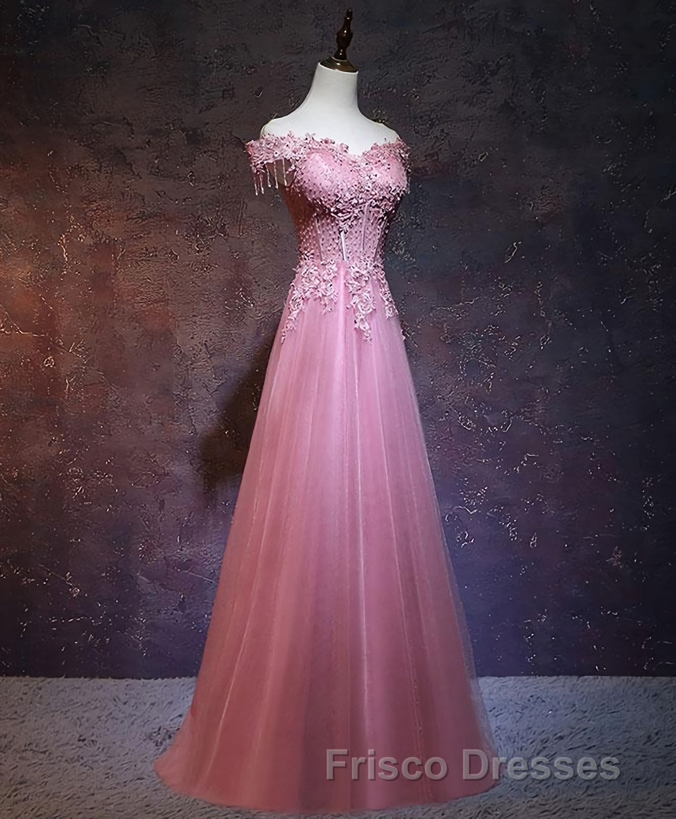 Burgundy Tulle Lace Off Shoulder Long Formal Prom Dress, Burgundy Lace Evening Dress