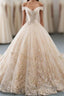 Unique Champagne Tulle Lace Long Wedding Dress, Bridal Gown