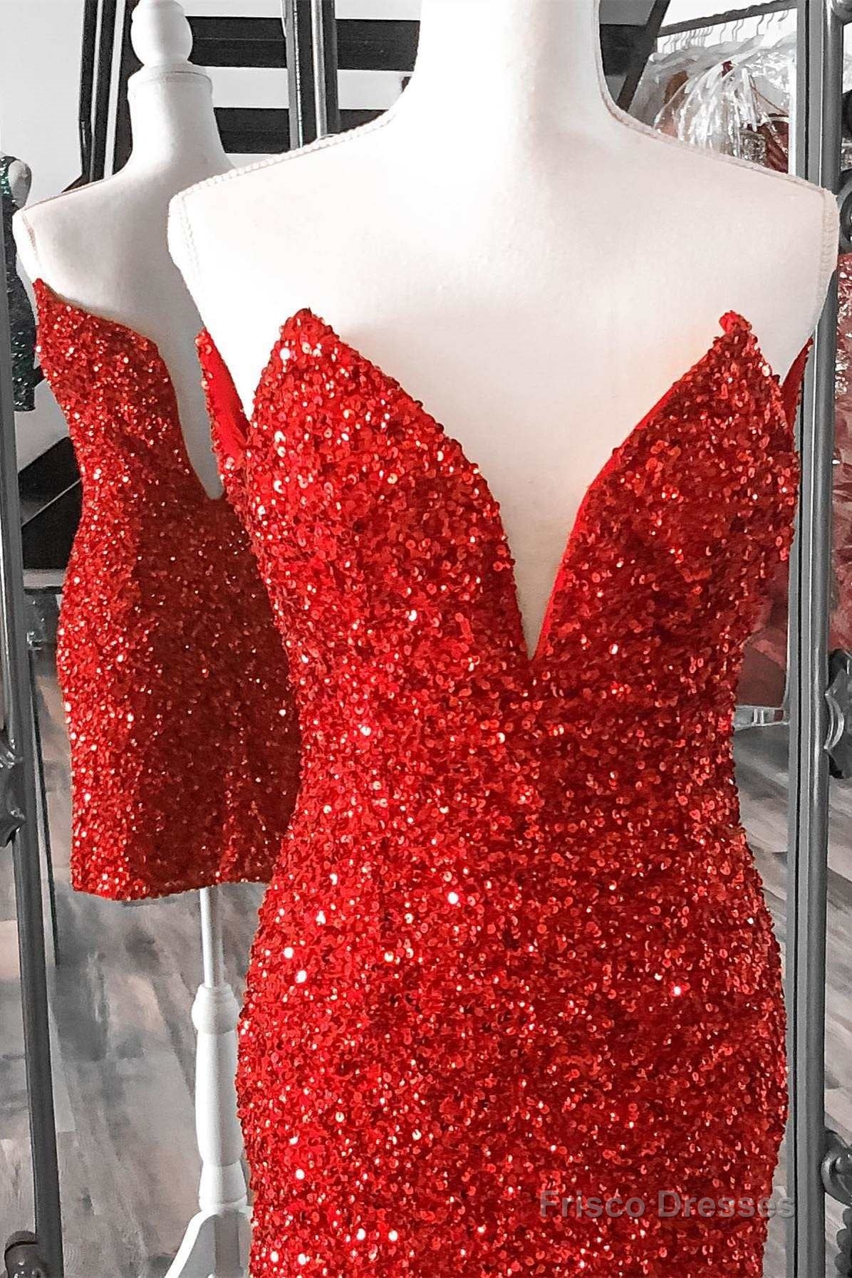 Red Sequin Strapless Short Homecoming Dress Secondary image