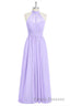 Lavender Chiffon Halter Long Bridesmaid Dress