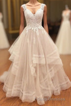 A Line Brush Train Sweetheart Sleeveless Ruffles Appliques Wedding Dress