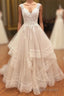 A Line Brush Train Sweetheart Sleeveless Ruffles Appliques Wedding Dress
