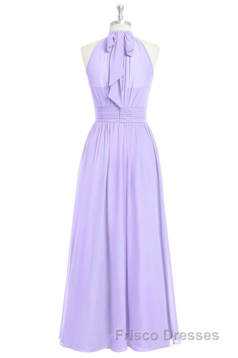 Lavender Chiffon Halter Long Bridesmaid Dress