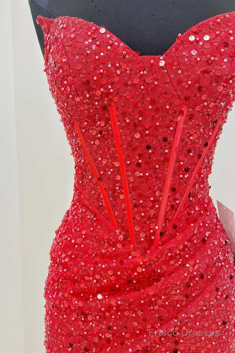 Red Sequin Strapless Mini Homecoming Dress Secondary image