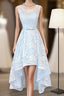 Light Blue Lace High Low Formal Prom Dress, Homecoming Dress