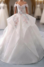 White Sweetheart Off Shoulder Lace Long Formal Prom Dress, White Evening Dress