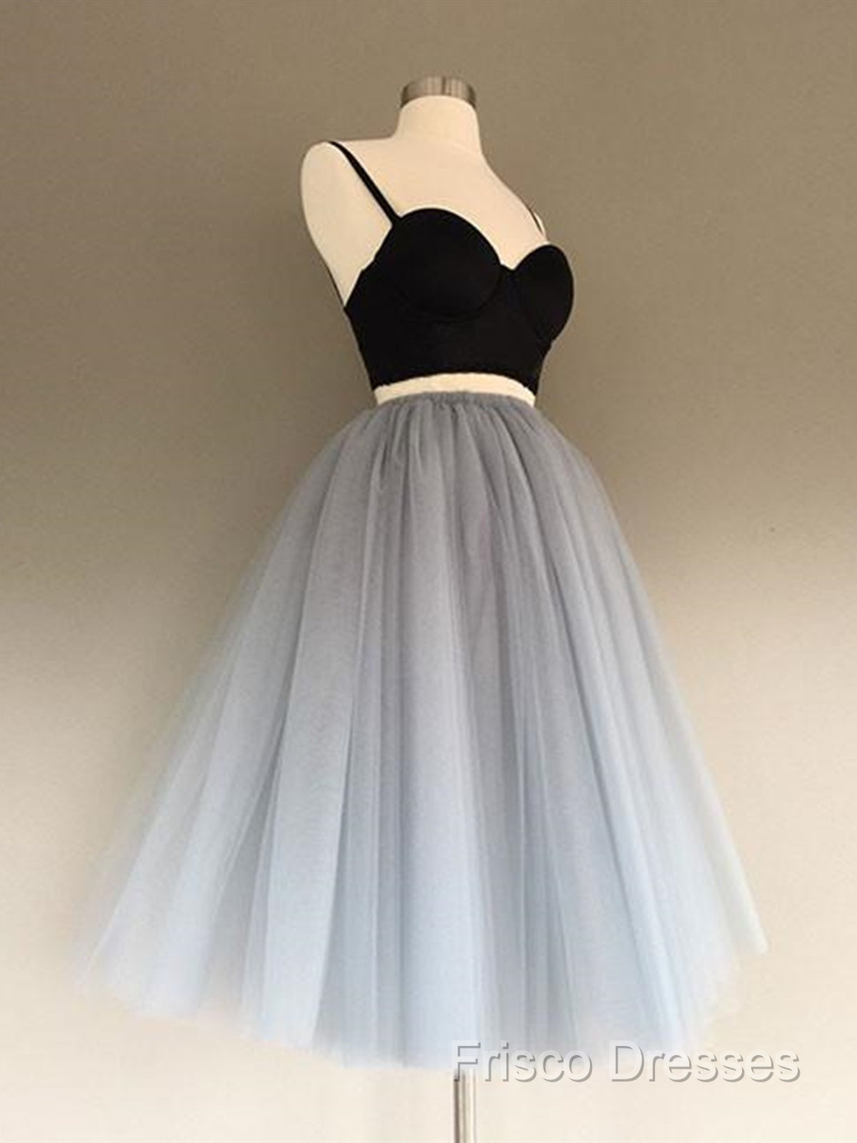 2 Pieces Black Gray Short Formal Prom Dress, Two Pieces Short Black Gray Formal Graduation Dress Secondary image