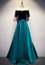 Elegant Velvet Satin Long Formal Prom Dress, A-Line Evening Dress