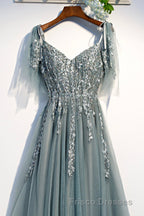 Purple Tulle Lace Long Formal Prom Dress, A-Line Evening Party Dress