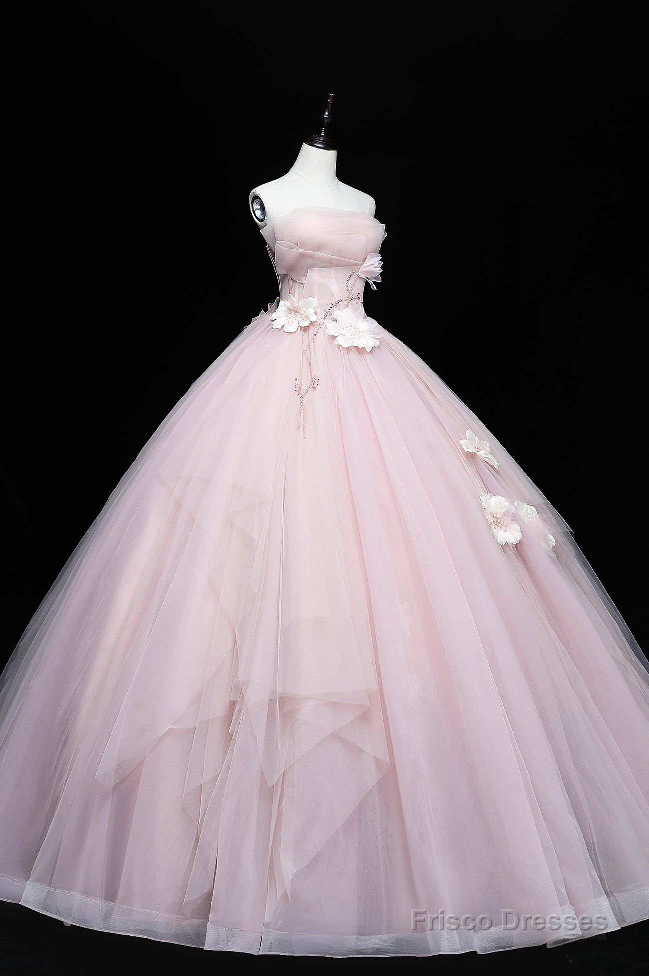 Lovely Pink Tull Applique Ball Gown Formal Dress, Pink Sweet 16 Dress Main image