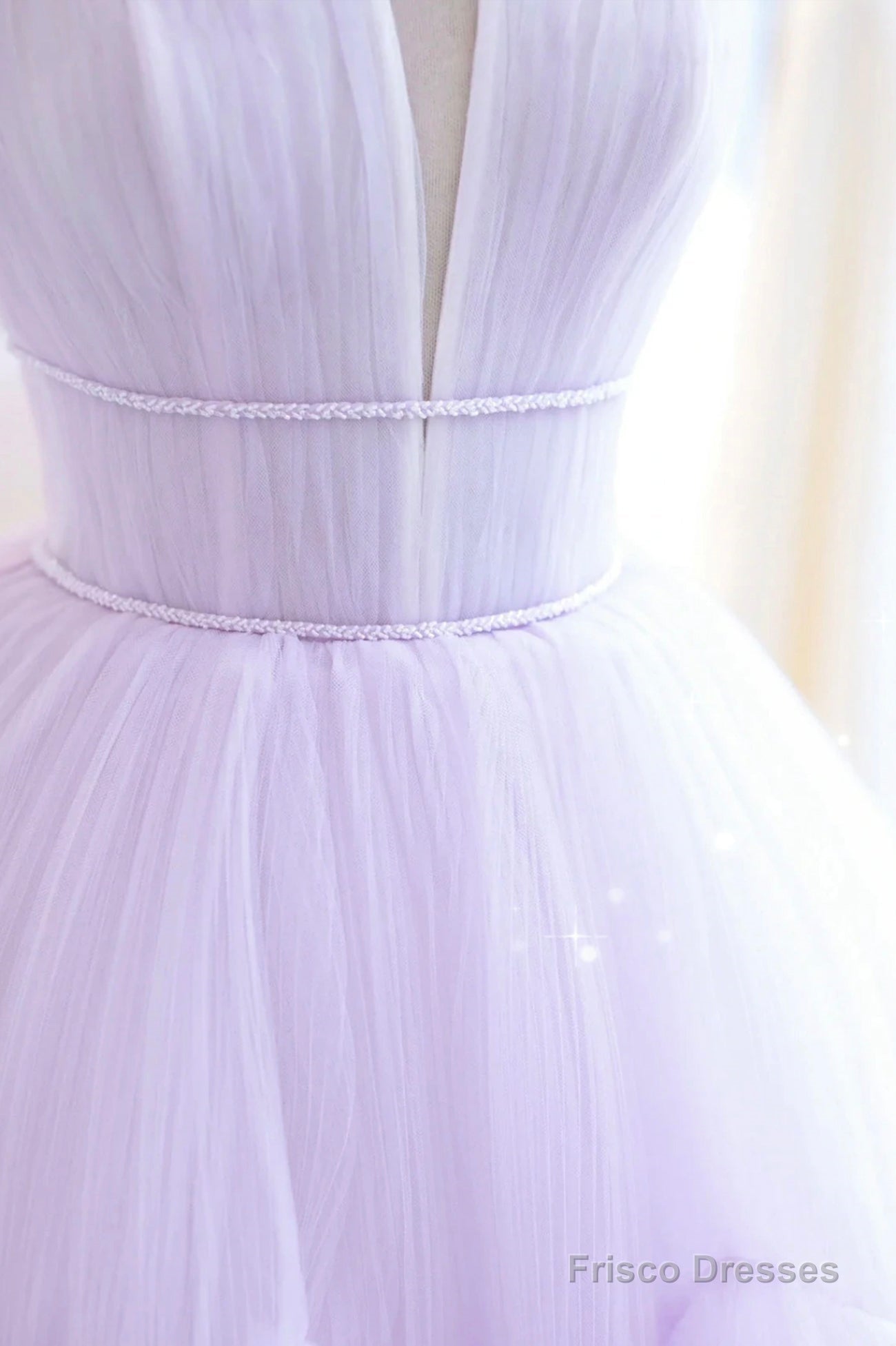 Purple Strapless Tulle Long Formal Gown, Purple A-Line Evening Dress