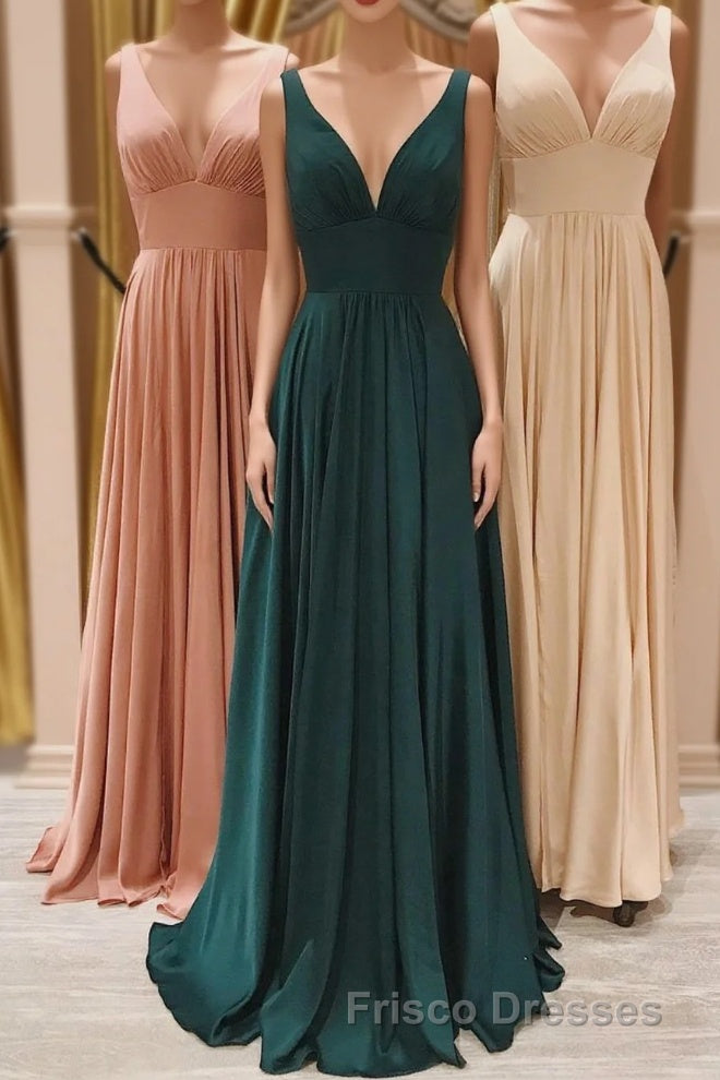 Simple V-Neck Long Formal Prom Dress, A-Line Evening Party Dress Main image