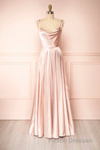 Simple Satin Long Formal Prom Dress, A-Line Formal Prom Evening Dress