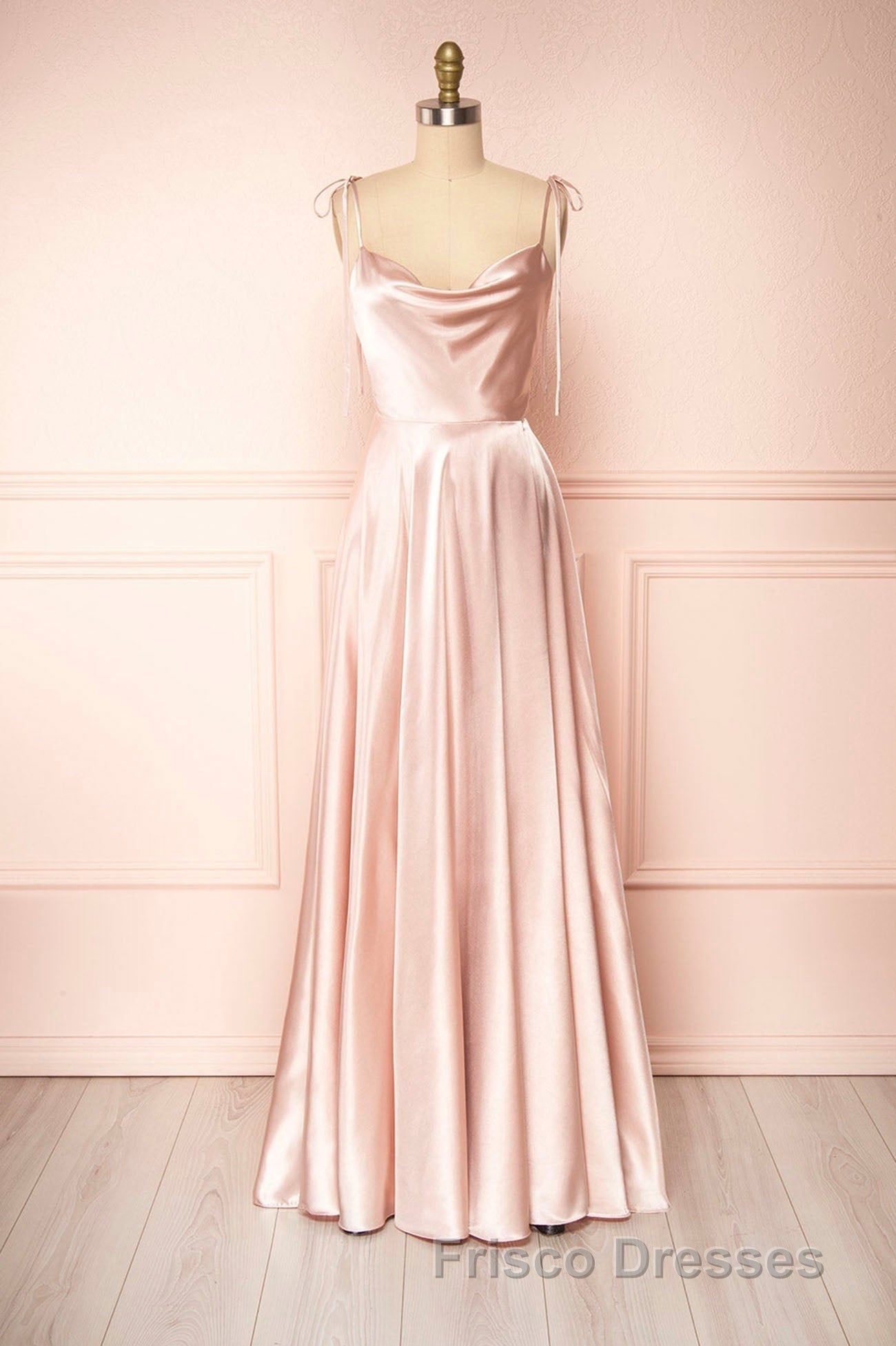 Simple Satin Long Formal Prom Dress, A-Line Formal Prom Evening Dress