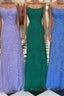 Mermaid Straps Long Lace Formal Prom Dress with Lace-Up Back