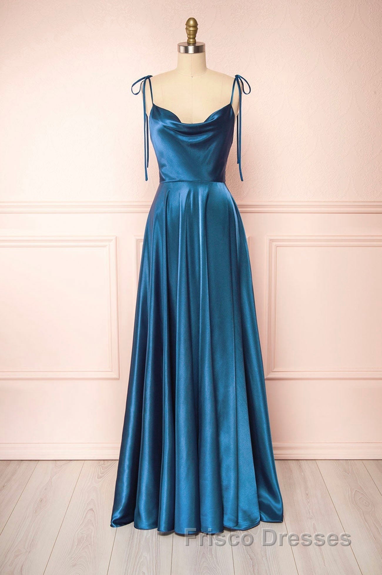 Simple Satin Long Formal Prom Dress, A-Line Formal Prom Evening Dress