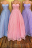 Lovely Tulle Spaghetti Strap Long Formal Prom Dress, A-Line Evening Dress