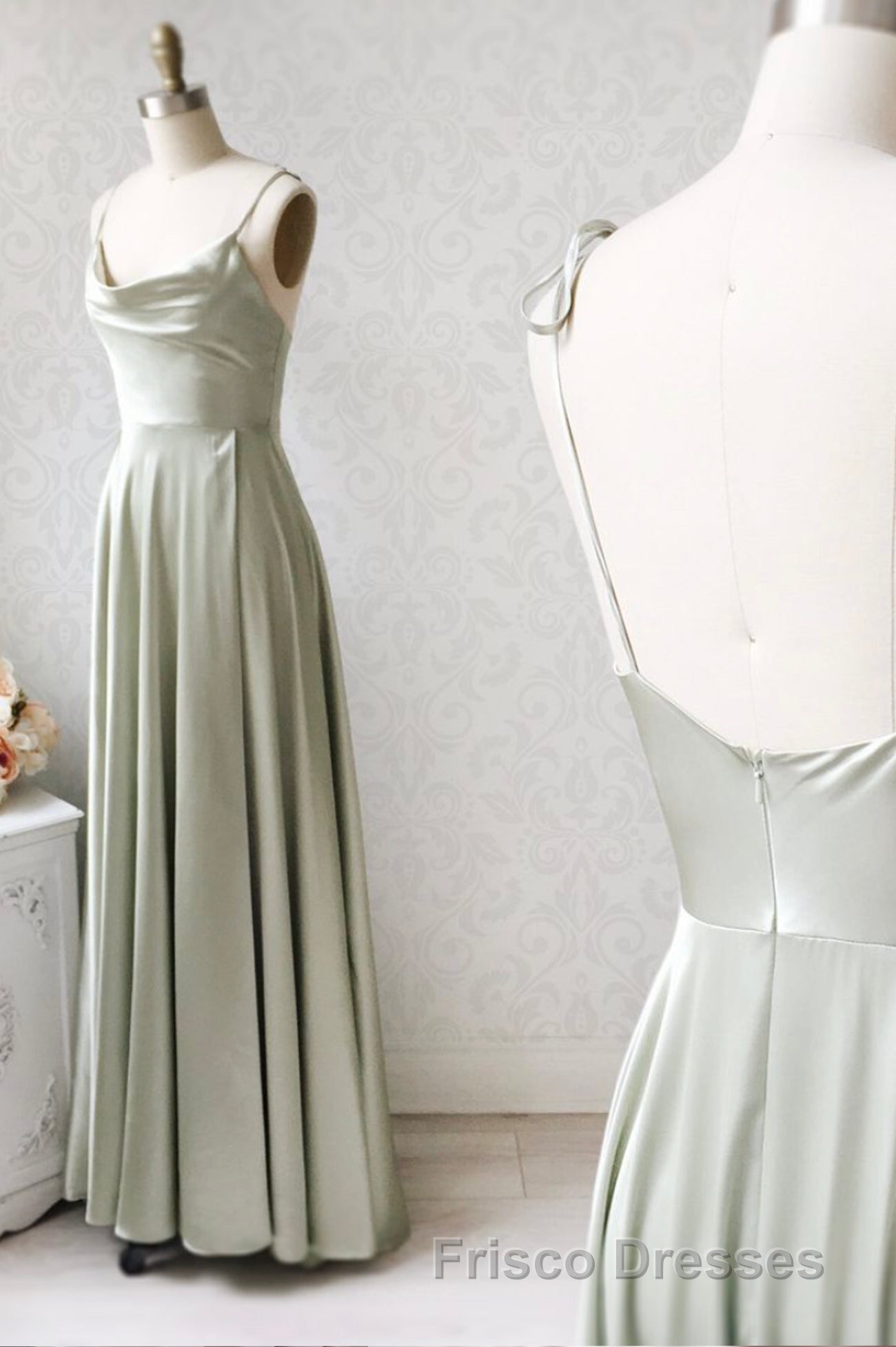 Simple Satin Long Formal Prom Dress, A-Line Evening Party Dress